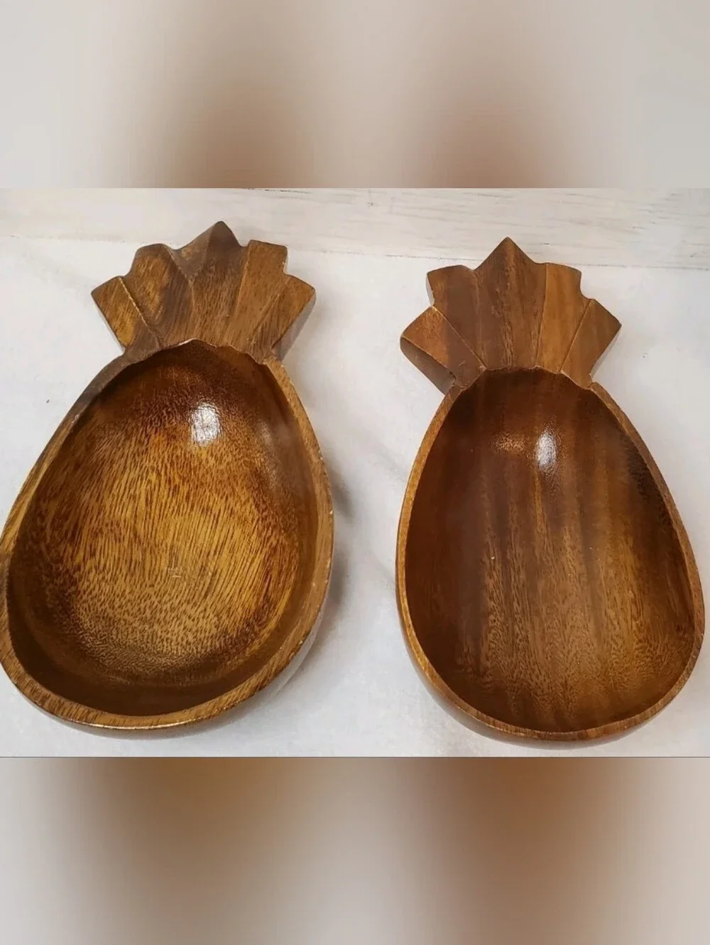Boho Tiki Pineapple Wood Bowls Set of 2 Philippines 10.5